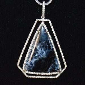 Sheryl Lowe Sterling Silver Pietersite & Diamond Triangular Pendant